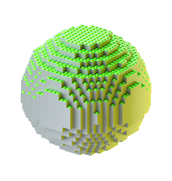Green and grey ball representing a holistic approach to search.